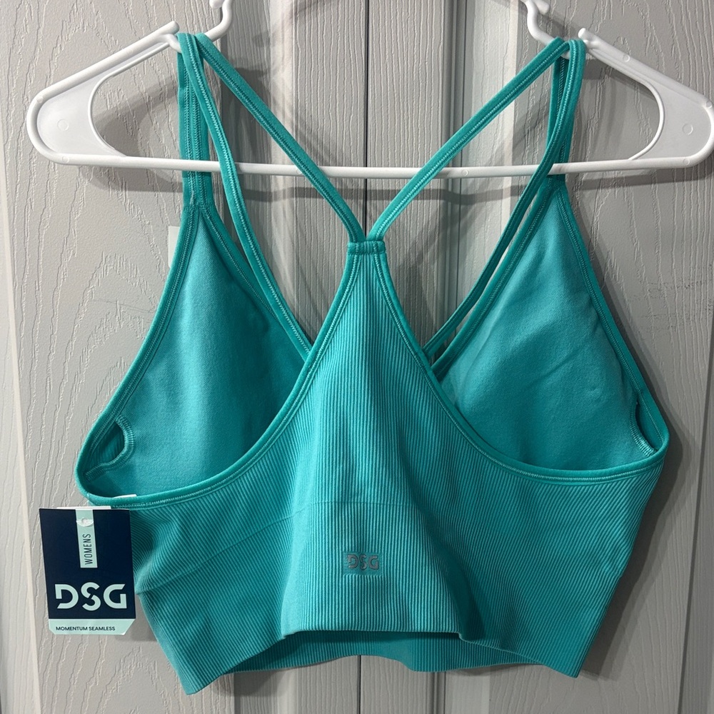 NWT DSG Teal Burst Seamless Ribbed Low Support Strappy Bra Women’s XL - Picture 2 of 5